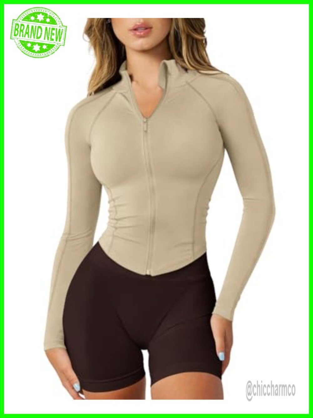 Women's Workout Zip Up Jacket Lightweight Slim Fit Cropped Thumbholes